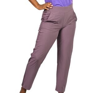 Athleta Brooklyn Ankle Pant Purple Damask Mauve Tapered MidRise Stretch Pocket 2